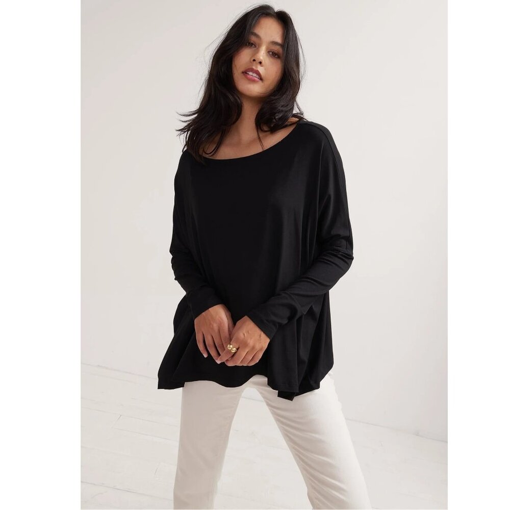 Hatch Black Long Sleeve Boatneck Tee
